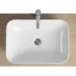 Vasque semi-encastrée rectangulaire céramique blanc Theodor