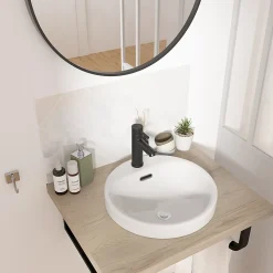 Vasque semi-encastrée ronde céramique blanc Carla