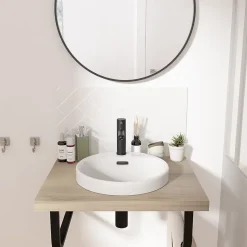 Vasque semi-encastrée ronde céramique blanc Carla
