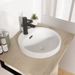 Vasque semi-encastrée ronde céramique blanc Carla