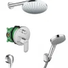 Vernis Blend Set de douche tout en 1 avec Douche de tête 205mm + Douchette 2 jets, Chrome (VernisBlend-1)