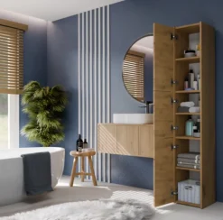 VERONA - Armoire Colonne de salle de bain - 170x30x30 - Meuble rangement salle de bain