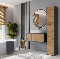 VERONA - Armoire de salle de bains - 170x30x30 cm - Meuble colonne de rangement SDB