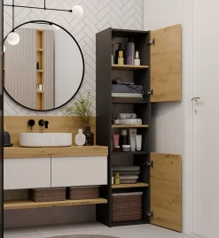 VERONA - Armoire de salle de bains - 170x40x30 cm - Meuble colonne de rangement SDB