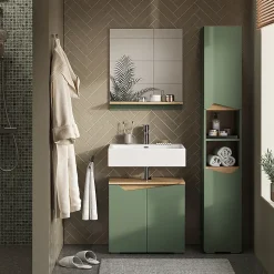 Vicco Vert/Artisan 30x180cm avec portes et compartiments ouverts