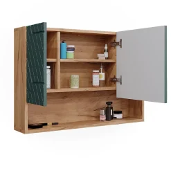 Vicco Armoire de salle de bain avec miroir Vert/force de lor Chêne 80.1x55cm