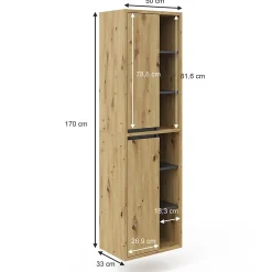 Vicco Armoire de salle de bain Chêne Artisan 50x170cm