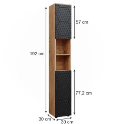 Vicco Armoire de salle de bain Anthracite avec structure en nid dabeille 30x192cm