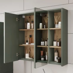 Vicco Armoire de toilette Vert/Artisan 80x75cm avec des étagères ouvertes