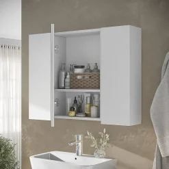 Vicco Armoire de toilette Blanc 80x59.2cm avec des étagères