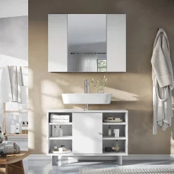 Vicco Armoire de toilette Blanc 80x59.2cm avec des étagères