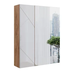 Vicco Armoire de toilette Chêne doré/blanc brillant 60x75cm