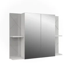 Vicco Armoire de toilette blanc/blanc brillant 100x75cm avec 2 portes