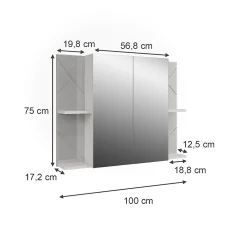 Vicco Armoire de toilette blanc/blanc brillant 100x75cm avec 2 portes