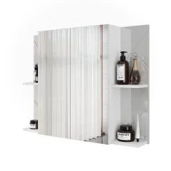 Vicco Armoire de toilette blanc/blanc brillant 100x75cm avec 2 portes
