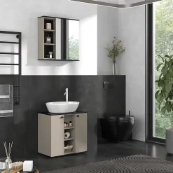 Vicco Armoire de toilette Grège 60x60cm avec miroir