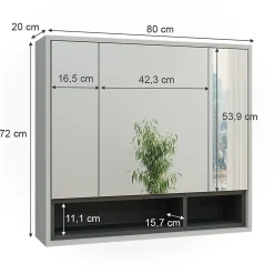 Vicco Armoire de toilette Gris/Anthracite 80x72cm