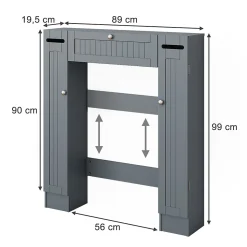 Vicco Armoire de toilette Gris 89x99cm avec 2 distributeurs de papier toilette