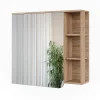 Vicco Armoire de toilette Sonoma/Bleu 80x75cm avec miroir