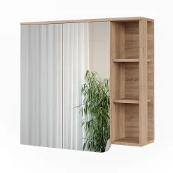 Vicco Armoire de toilette Sonoma/Bleu 80x75cm avec miroir
