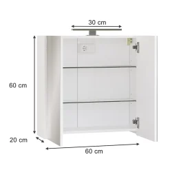 Vicco Armoire de toilette Blanc 60x60cm avec éclairage LED