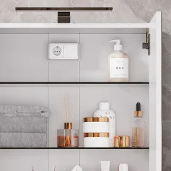 Vicco Armoire de toilette Blanc 60x60cm avec éclairage LED