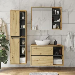Vicco Armoire de toilette Chêne/Anthracite 100x75cm