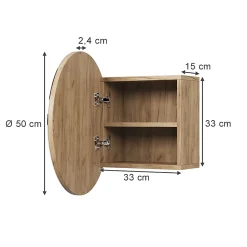 Vicco Armoire de toilette Chêne de force doré 50x50cm avec 2 compartiments