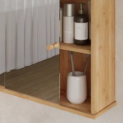 Vicco Armoire de toilette Bambou 55x40cm avec 2 portes coulissantes
