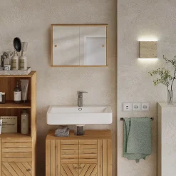 Vicco Armoire de toilette Bambou 55x40cm avec 2 portes coulissantes