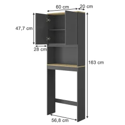 Vicco Armoire de toilette Anthracite 60x163cm