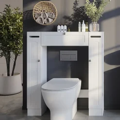 Vicco Armoire de toilette Blanc 89x99cm Distributeur de papier toilette à gauche et à droite