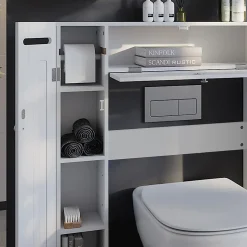 Vicco Armoire de toilette Blanc 89x99cm Distributeur de papier toilette à gauche et à droite
