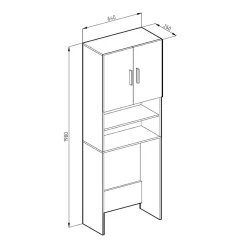 Vicco Armoire de toilette Sonoma/blanc 64x190cm avec 2 portes