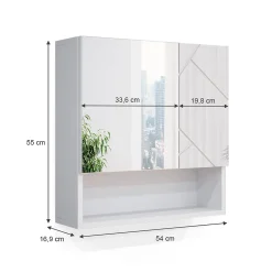 Vicco Armoire de toilette Blanc Haute brillance 16.9x55cm