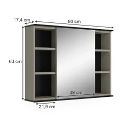 Vicco Armoire de toilette Grège 80x60cm avec miroir
