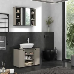 Vicco Armoire de toilette Grège 80x60cm avec miroir
