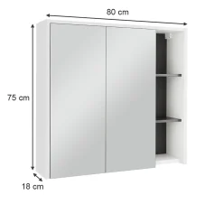 Vicco Armoire de toilette blanc/gris 80x75cm avec des étagères ouvertes
