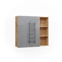 Vicco Armoire de toilette Chêne 90x80.9cm avec porte et compartiments ouverts