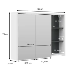 Vicco Armoire de toilette blanc/anthracite 18x75cm