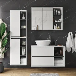 Vicco Armoire de toilette blanc/anthracite 18x75cm