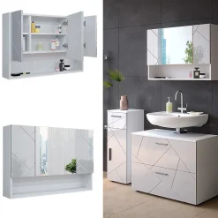 Vicco Armoire de toilette Blanc Haute brillance 80.1x55cm