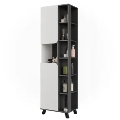 Vicco Armoire haute Anthracite/blanc 50x175cm avec 2 portes