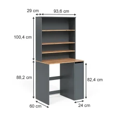 Vicco Armoire machine à laver Anthracite/chêne doré 93.6x88.2cm 2 pièces avec placard et étagère