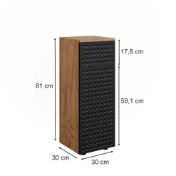 Vicco Armoire midisch Anthracite à pois 30x81cm avec 1 tiroir, 2 compartiments, salle de bain