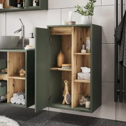 Vicco Armoire Midischrank Vert/Artisan 50x86cm avec des étagères ouvertes