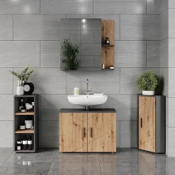 Vicco Armoire Midischrank Anthracite/Artisan 30x81cm avec 3 compartiments de rangement