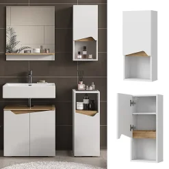 Vicco Armoire murale Blanc 30x67cm avec porte et compartiment ouvert