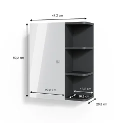 Vicco Armoire murale de salle de bain Blanc Haute brillance 47.2x59.2cm