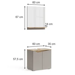 Vicco Combinaison de meubles de salle de bain Grège 2 pièces
